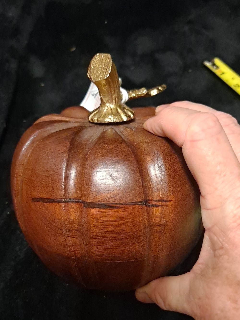 Martha Stewart Brown Pumpkin Accent with Gold Stem and Leaf Wooden - Picture 5 of 5